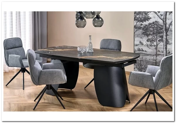 Стол обеденный Halmar FORUM 180 (черный мрамор/черный) заказать по цене 131 179 руб. в Тюмени