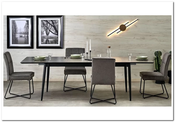 Стол обеденный Halmar CHARLES 180 раскладной (серый мрамор/черный) заказать по цене 73 029 руб. в Тюмени