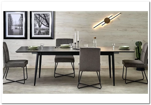 Стол обеденный Halmar CHARLES 180 раскладной (серый мрамор/черный) заказать по цене 74 489 руб. в Тюмени