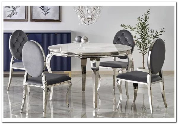 Стол обеденный Halmar REGINALD 120 (белый мрамор/серебряный) заказать по цене 60 018 руб. в Тюмени