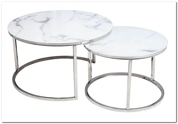Комплект Signal ATLANTA B, 2 стола журнальных (эффект белого мрамора/хром) заказать по цене 30 330 руб. в Тюмени