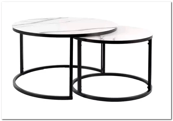 Комплект Signal ATLANTA C, 2 стола журнальных (эффект белого мрамора/черный мат) заказать по цене 28 333 руб. в Тюмени
