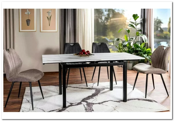 Стол обеденный Signal GD017 110 раскладной (белый мрамор/черный мат) заказать по цене 30 122 руб. в Тюмени