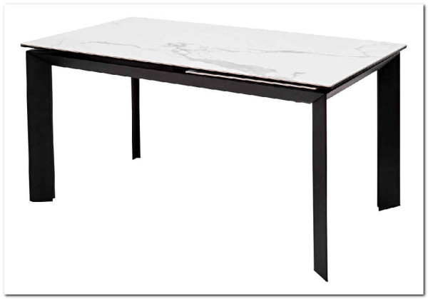 Стол CREMONA 140 HIGH GLOSS STATUARIO Белый мрамор глянцевый керамика/ черный каркас заказать по цене 74 610 руб. в Тюмени