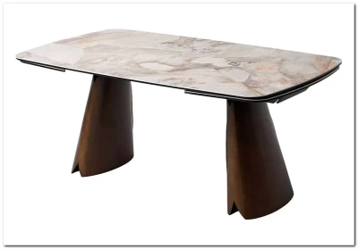 Стол ИМБЕРТ (IMBERT) 180 цвет ПАТАГОНИЯ (GLOSS PATAGONIA), керамика / МЕДНЫЙ БРАШИРОВАННЫЙ, ®DISAUR