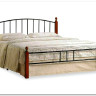 Купить Кровать AT-915 дерево гевея/металл 160*200 (Queen bed), красный дуб/черный с доставкой по России по цене производителя можно в магазине Другая Мебель в Тюмени