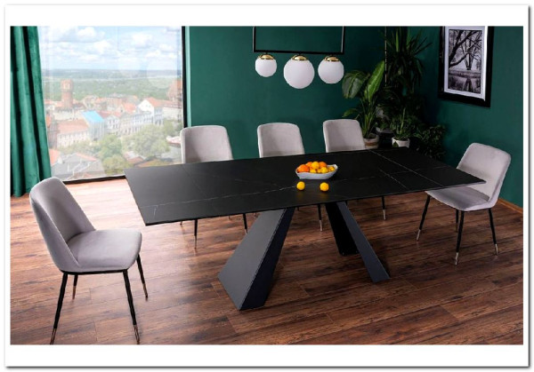 Стол обеденный Signal SALVADORE Ceramic 160 раскладной (черный Sahara Noir/черный мат) заказать по цене 136 583 руб. в Тюмени