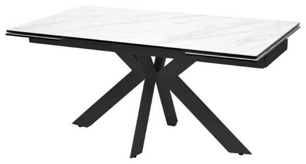Стол BELLUNO 160 MARBLES KL-99 Белый мрамор матовый, итальянская керамика/ черный каркас заказать по цене 124 150 руб. в Тюмени