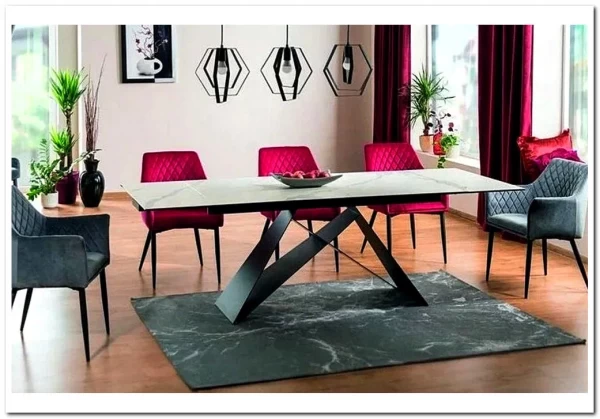 Стол обеденный Signal WESTIN III Ceramic 180 раскладной (белый мрамор/черный мат) заказать по цене 163 538 руб. в Тюмени