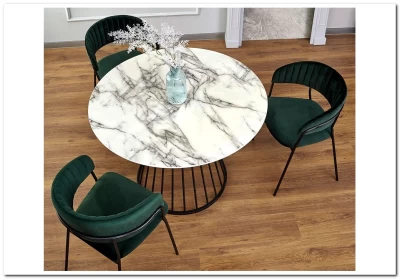 Стол обеденный Halmar BRODWAY белый мрамор/черный