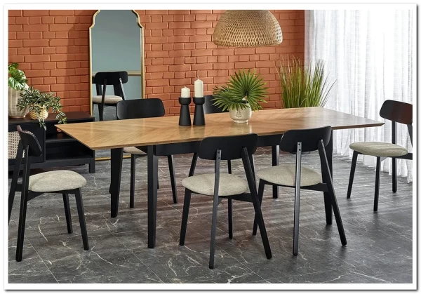 Стол обеденный Halmar EDMONDO 160 раскладной (дуб/черный) заказать по цене 104 586 руб. в Тюмени