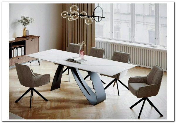 Стол обеденный Signal DIUNA Ceramic 160 раскладной (Statuario Venato белый/черный мат) заказать по цене 156 634 руб. в Тюмени