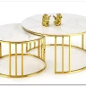 Комплект Halmar MERCURY 3, 2 стола журнальных (белый мрамор/золотой) заказать по цене 57 327 руб. в Тюмени