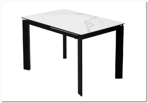 Стол CORNER 120 MATTE STATUARIO Белый мрамор матовый керамика, стекло/ черный каркас, DISAUR заказать по цене 59 400 руб. в Тюмени
