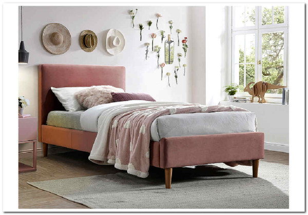 Кровать Signal ACOMA VELVET BLUVEL 52 (античный розовый/дуб) 90/200 заказать по цене 35 086 руб. в Тюмени