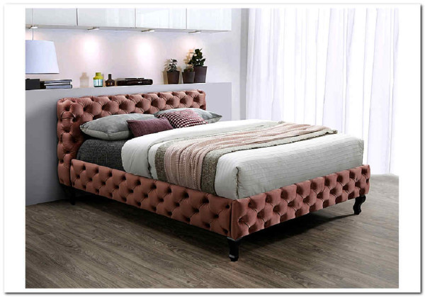 Кровать SIGNAL HERRERA VELVET 160, античный розовый / венге тк. BL52 заказать по цене 85 268 руб. в Тюмени