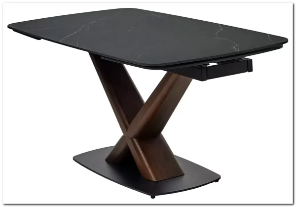 Стол BLANCO 160 MATT BLACK MARBLE SOLID CERAMIC / Орех, DISAUR заказать по цене 106 800 руб. в Тюмени Стол BLANCO 160 MATT BLACK MARBLE SOLID CERAMIC / Орех, DISAUR заказать по цене 106 800 руб. в Тюмени
