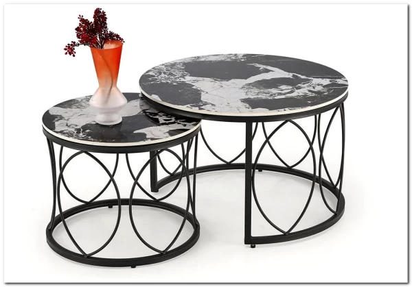 Комплект Halmar ALEXANDRA, 2 стола журнальных (черный мрамор/черный) заказать по цене 28 214 руб. в Тюмени