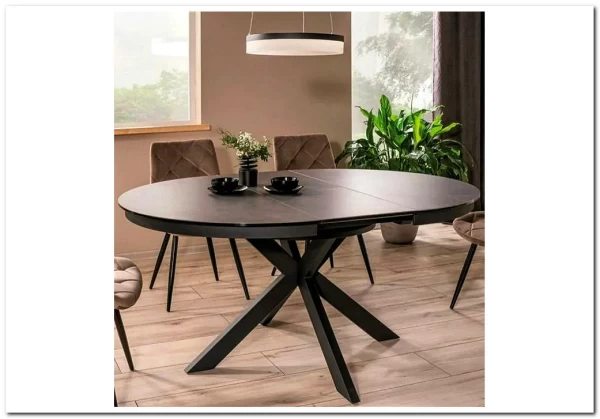 Стол обеденный Signal PORTO Ceramic 120 раскладной (темно-серый мрамор/черный мат) заказать по цене 135 701 руб. в Тюмени