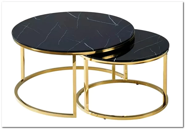 Комплект Signal MUSE, 2 стола журнальных (эффект черного мрамора/золотой) заказать по цене 61 832 руб. в Тюмени