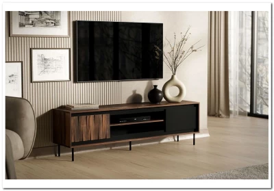 Тумба под телевизор Halmar SWING RTV-1 (орех/черный)