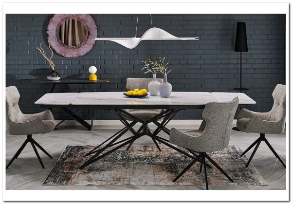 Стол обеденный Halmar ALFREDO 160 (белый мрамор/черный) заказать по цене 59 488 руб. в Тюмени