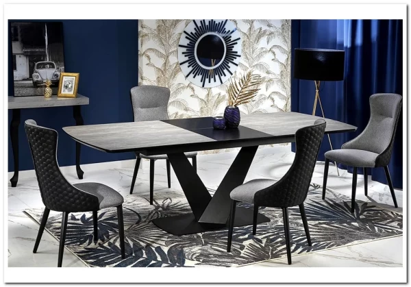 Стол обеденный Halmar VINSTON раскладной темно-серый/черный заказать по цене 108 669 руб. в Тюмени