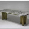 Стол АДАЖИО-2 240 (320) см ARCTIC OCEAN, керамика / Золотой каркас заказать по цене 123 150 руб. в Тюмени